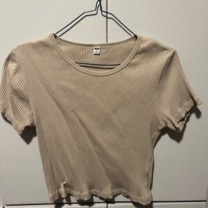 Uniqlo Tan Cream Crop Top